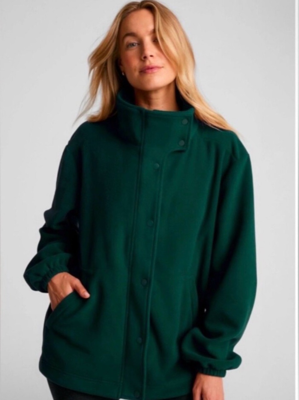 NWT Beyond Yoga Urban Explorer Mock Neck Fleece Jacket in Spruce Green XS